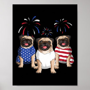 Póster Azules Rojos Azules Peros de Perro Bandera America