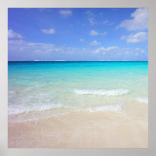 Póster Azure Blue Caribbean Tropical Beach