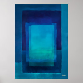 Póster Azure Depth Color Field Abstract Modern Art