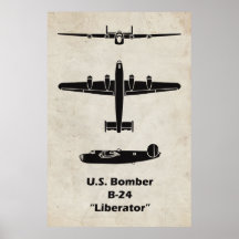 B-24 Poster de Avión Liberador para Decor de Aviac