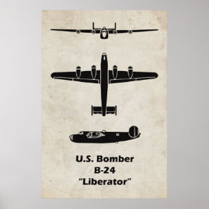 Póster B-24 Poster de Avión Liberador para Decor de Aviac