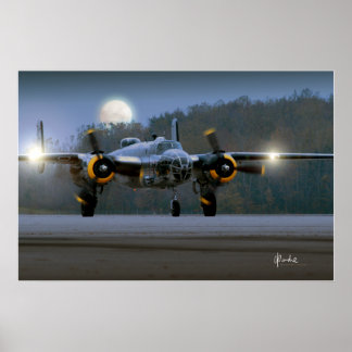 Póster B-25 Mitchell de noche