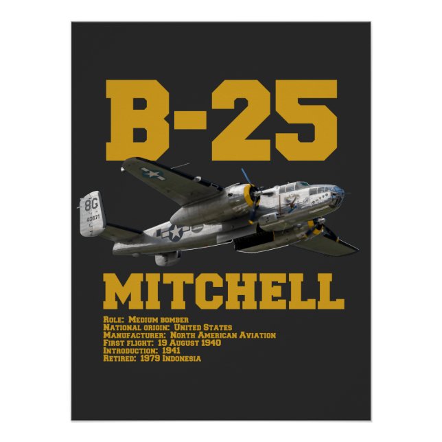 Póster B-25 Mitchell | WW2 Plane (Anverso)