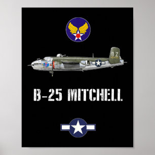 Póster B-25 Mitchell Wwii Bombardero De La Fuerza Aérea M