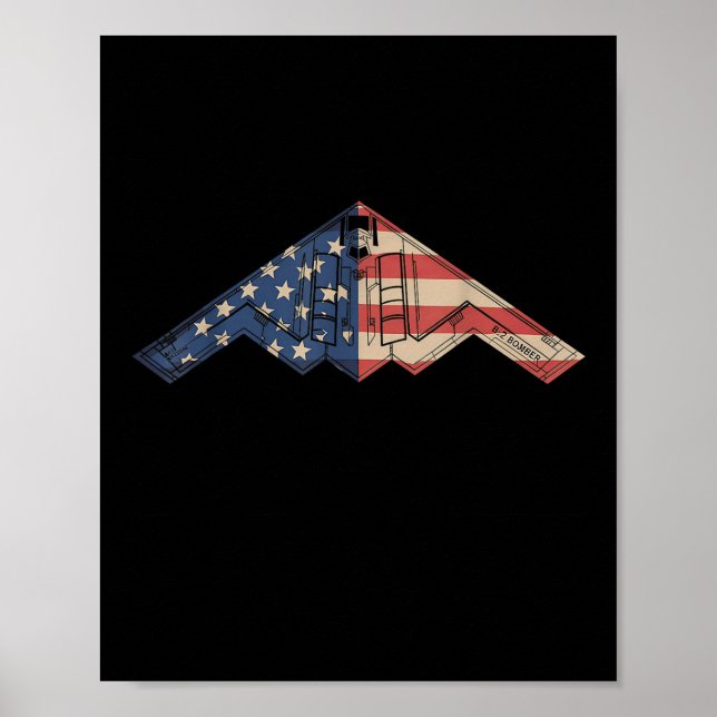 Póster B-2 Bomber Stealth Aircraft Schematic American Fla (Frente)