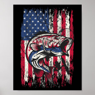 Póster B Camisa De Pesca Pescador De La Bandera Estadouni