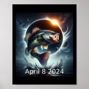 Póster B Eclipse solar de pescado 8 de abril de 2024