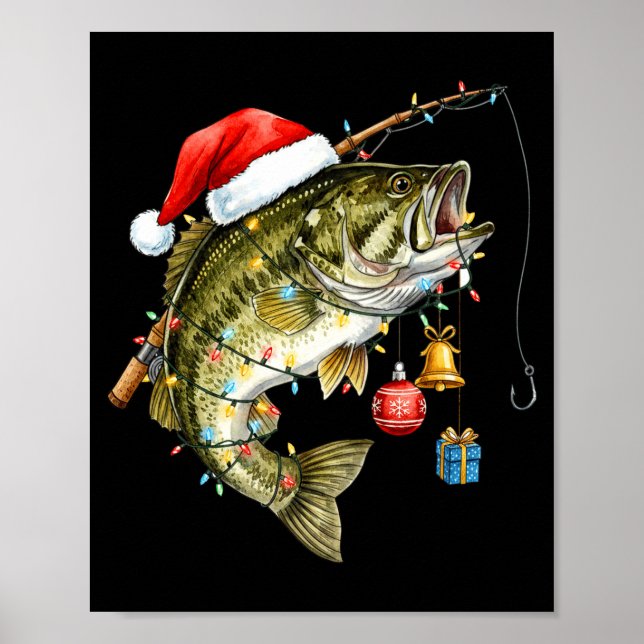 Póster B Fish Festive Lights Christmas Funny Fishing Long (Frente)