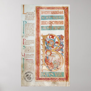 Póster 'B' inicial historiada que representa al Rey David