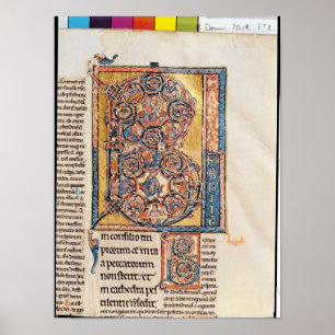 Póster 'B' inicial historiada que representa al Rey David