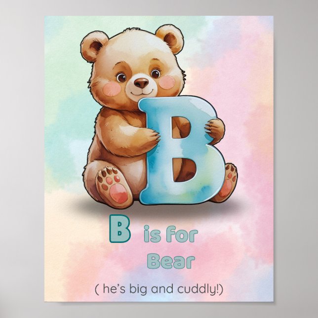 Póster B is for Bear – Big and Cuddly Alphabet Nursery  (Frente)