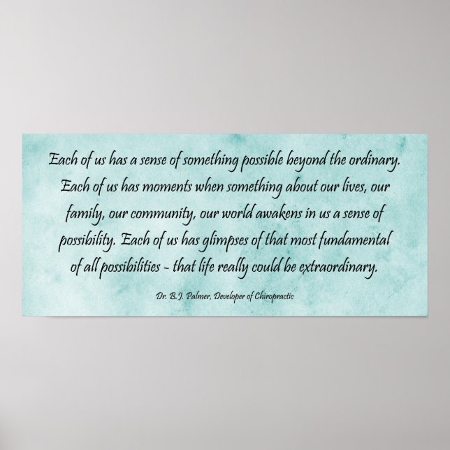 Póster B J Palmer Extraordinario Vida Chiropráctica (Frente)