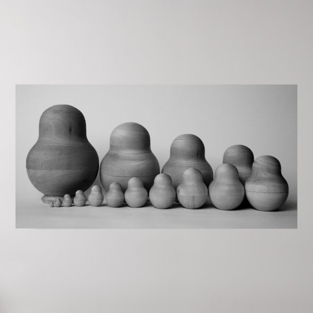 Póster b&p familiar de matrioshka (Frente)