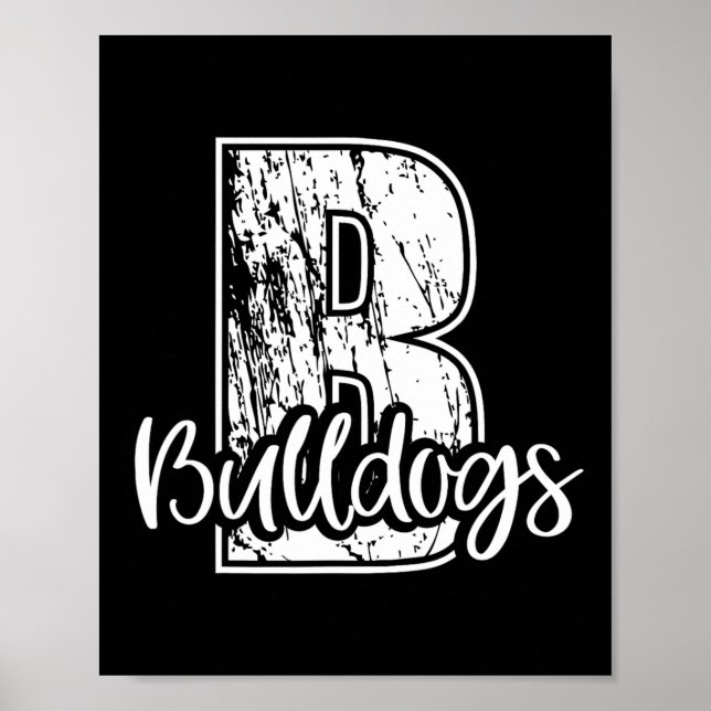 Póster B Para Bulldoges Escolar Deportivo Equipo Espíritu (Frente)