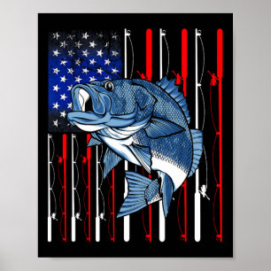 Póster B Pesca Pescador Patriótico de la Bandera American