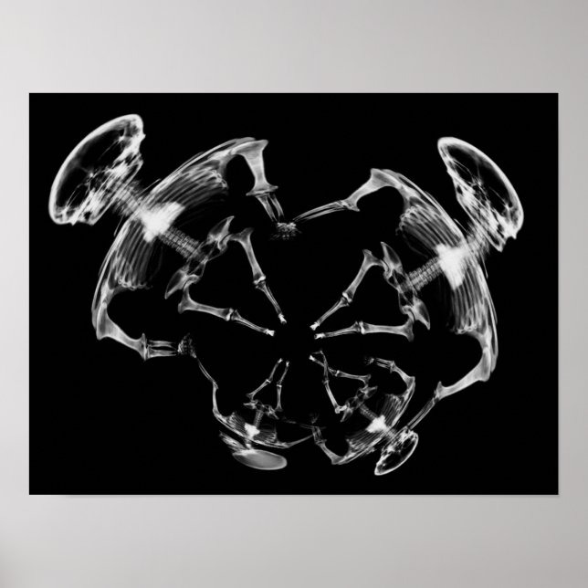 Póster B&W de la familia Skeleton Stretched X-Ray (Frente)