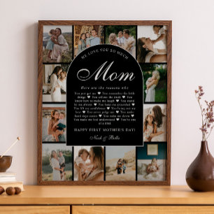 Póster B & W Razones por las que te Amamos Mamá Cuadrícul