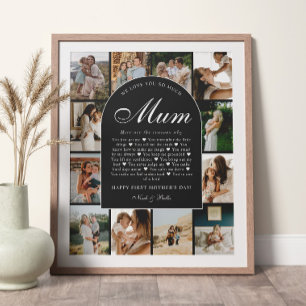 Póster B & W Razones por las que te Amamos Mamá Cuadrícul
