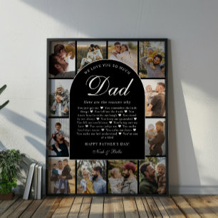 Póster B & W Razones por las que te amamos Papá Cuadrícul