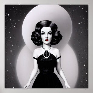 Póster B&W Retro Sci-fi Woman