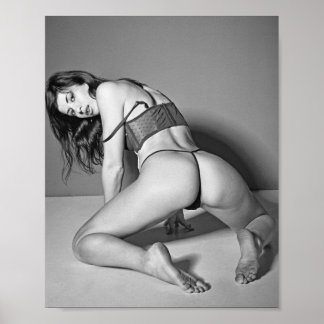 Póster B&W Steaming Hot Beauty Babe Lingerie Model