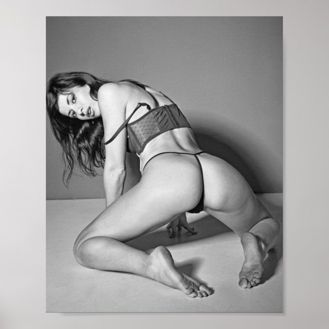 Póster B&W Steaming Hot Beauty Babe Lingerie Model (Frente)