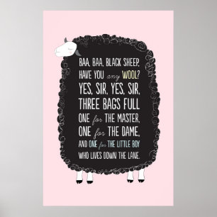 Póster Ba Baa Black Ship Nursery Rhyme