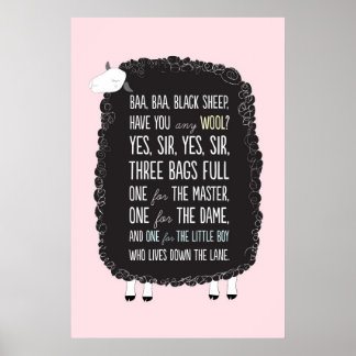 Póster Ba Baa Black Ship Nursery Rhyme