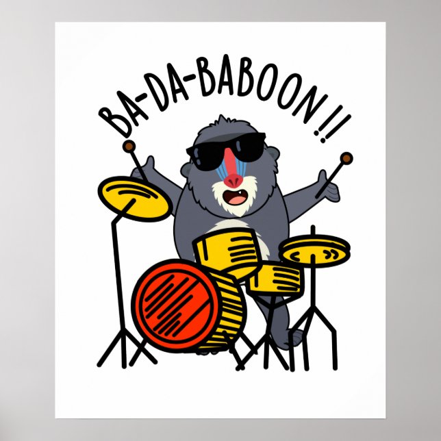 Póster Ba-da-ba-boon Funny Monkey Baboon Pun (Frente)