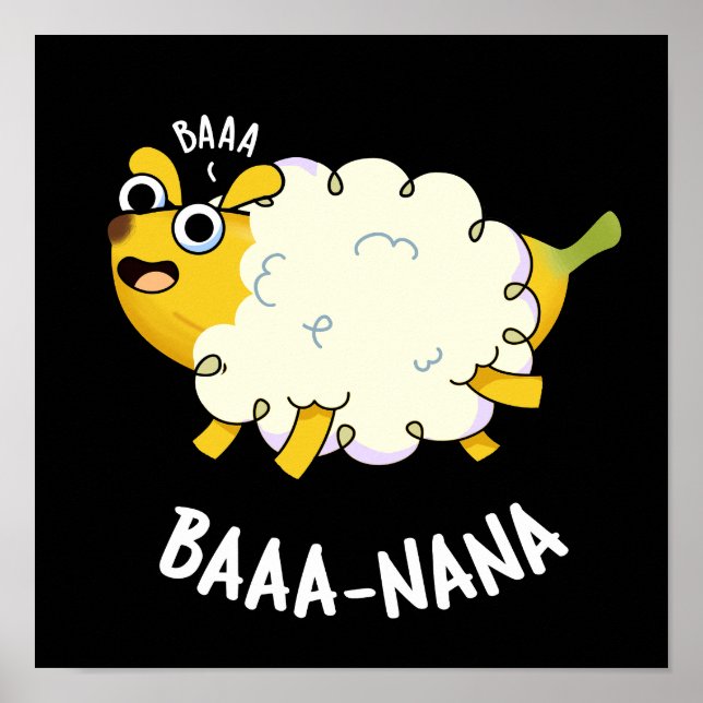 Póster Baa-nana Funny Banana Pun Dark BG (Frente)