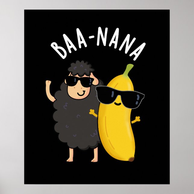 Póster Baa-nana Funny Banana Puns Dark BG (Frente)