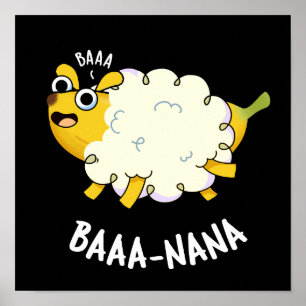 Póster Baa-nana Funny Banana Puns Dark BG