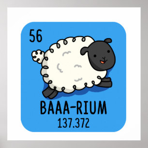 Póster Baa-rium Funny Sheep Chemistry Pun