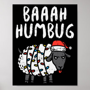 Póster Baaah Humbug Sheep Xmas ilumina a Navidades contra