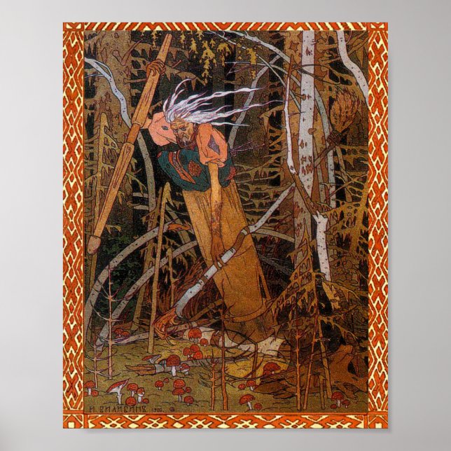 Póster Baba Yaga - Vasilisa Hermosa Por Ivan Bilibin (Frente)