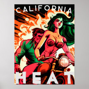 Póster Babe de motocicleta "Calor de California"