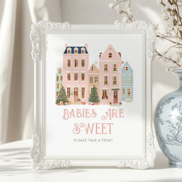 Póster Babies are sweet Christmas Village Baby Shower