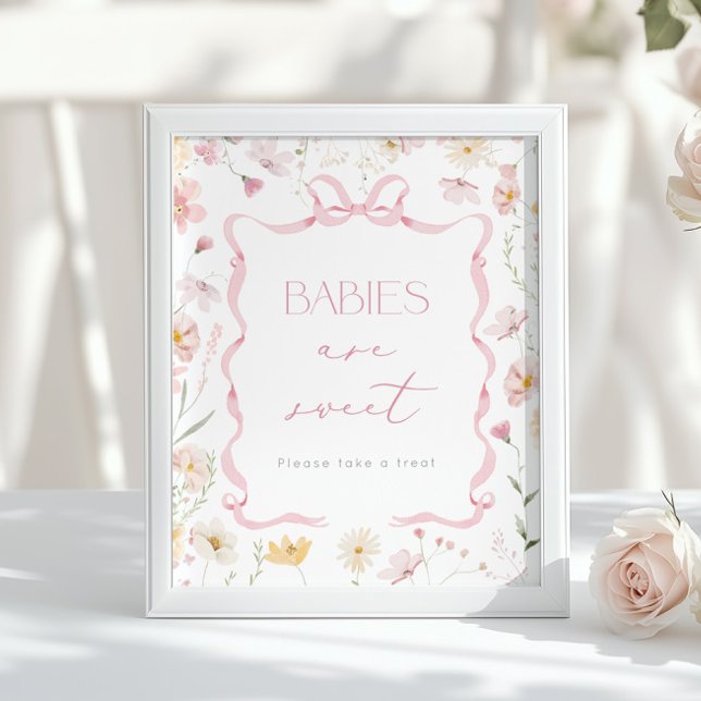 Póster Babies are sweet Pink Bow Wildflower Baby shower (Subido por el creador)