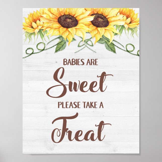 Póster BABIES ARE SWEET PLEASE TAKE A TREAT Shower Sign (Frente)