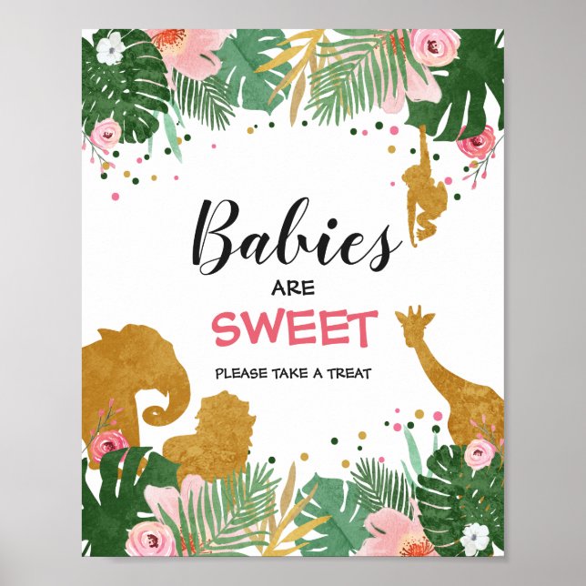 Póster Babies are sweet Sign Zoo Jungle Favors Treat (Frente)