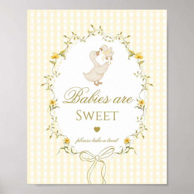 Póster Babies are sweet Silly Goose yellow gingham (Frente)