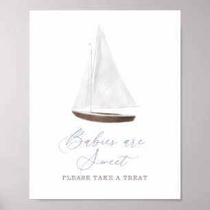 Póster Babies Are Sweet Take a Treat Nautical Baby Shower