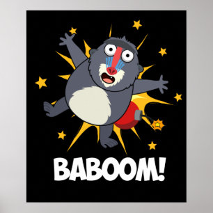 Póster Baboom Funny Explosionando Baboon Pun Dark BG