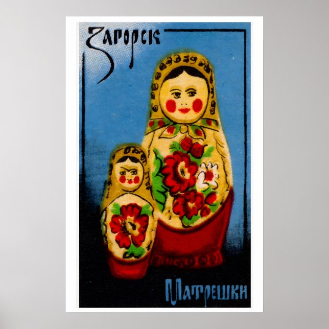 Póster Babushka Doll - Matchbox Print - Czech Wall Art (Frente)