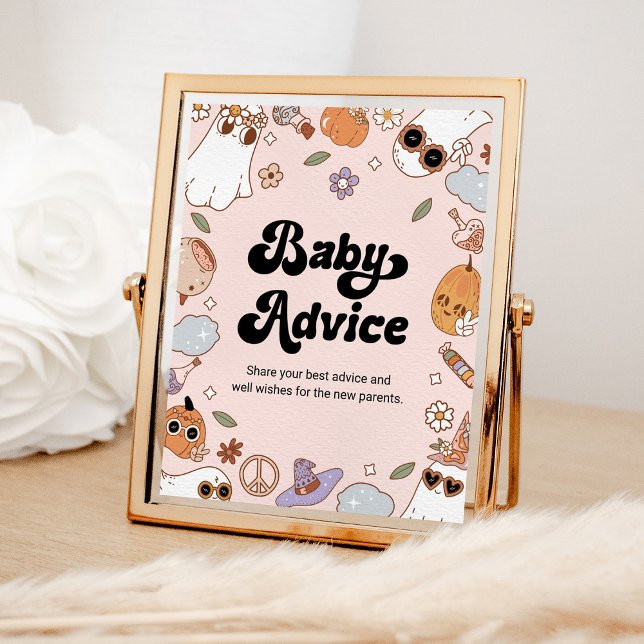 Póster Baby Advice Groovy Halloween Ghost Baby Shower (Subido por el creador)