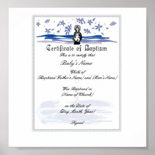 Póster Baby Baptism Certificate -Boy