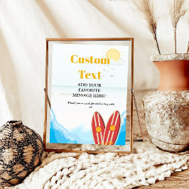 Póster Baby beach surf board ducha bebé signo Favor