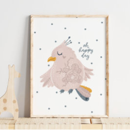 Poster Baby Bird Pink Happy Day | Impresión de par