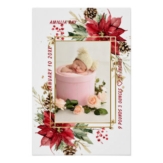 Póster Baby Birth Stats Photo Newborn Keepsake Nursery