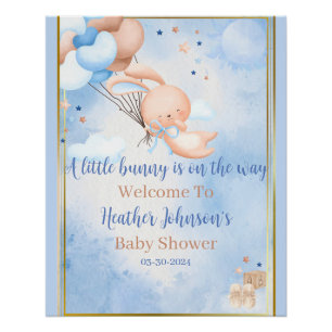 Póster Baby Boy Bunny Baby Shower
